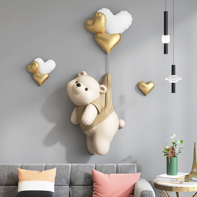 棕榈树卡通熊3d立体壁挂客厅沙发背景墙面装饰挂件卧室儿童房壁饰