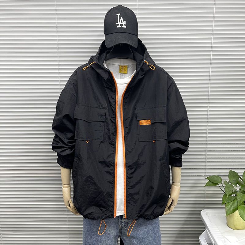Summer thin sun protection clothing men's tide brand Hong Kong style ins2022 trend hooded loose all-match coat cardigan jacket
