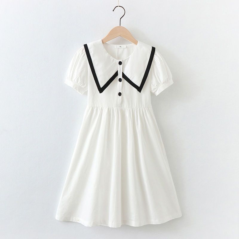 女童连衣裙夏装新款女孩洋气白色公主裙儿童装学院风娃娃裙子