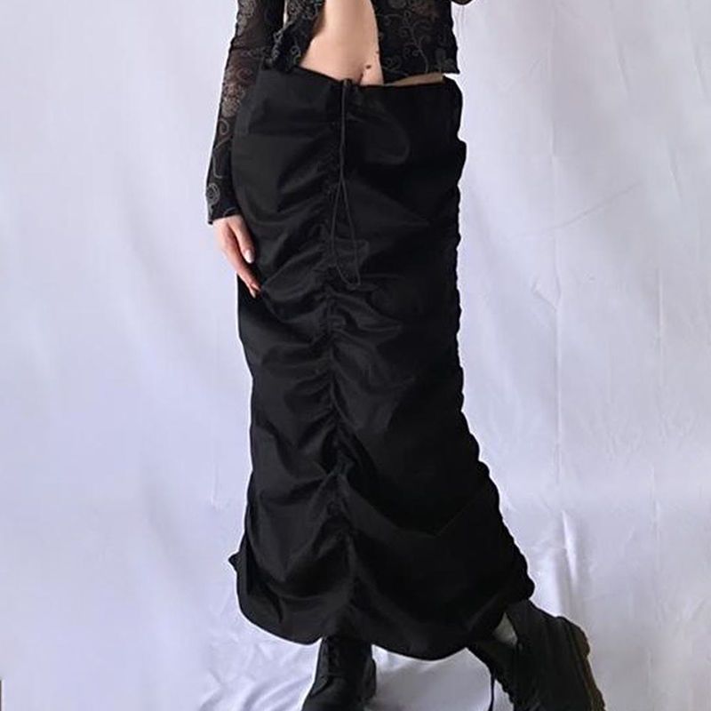 BIIKPIIK European and American hot girl style fashion street pleated skirt women's new personality slim wrap hip long skirt