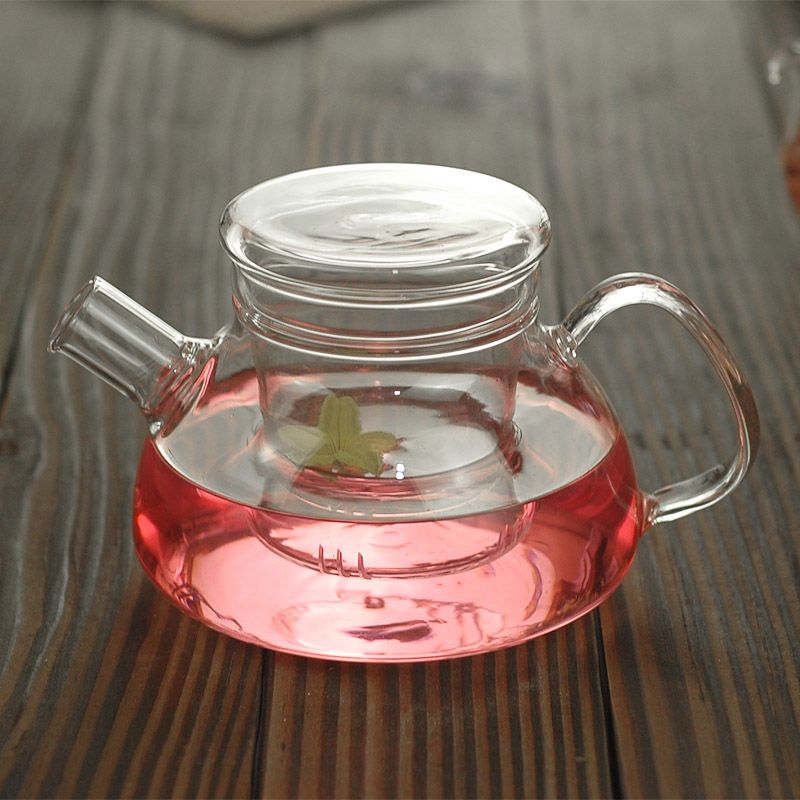 1花茶壶高把壶泡茶壶带茶隔带漏玻璃壶高硼硅耐热玻璃壶家用轻薄