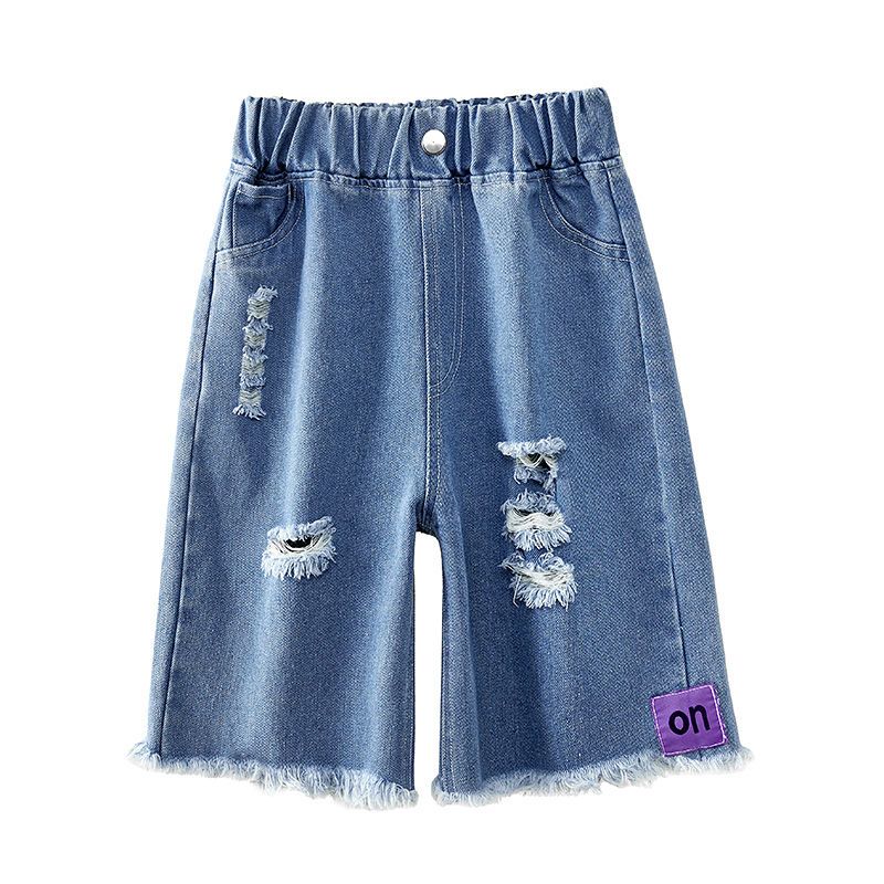 Girls' denim shorts summer 2023 new style hole foreign style children's middle-aged and older children's thin section girls' five-point pants for outerwear