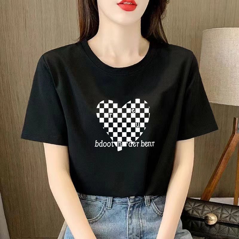 高品質短袖T恤女寬鬆2023夏季新款半袖簡約休閒百搭大碼女裝上衣