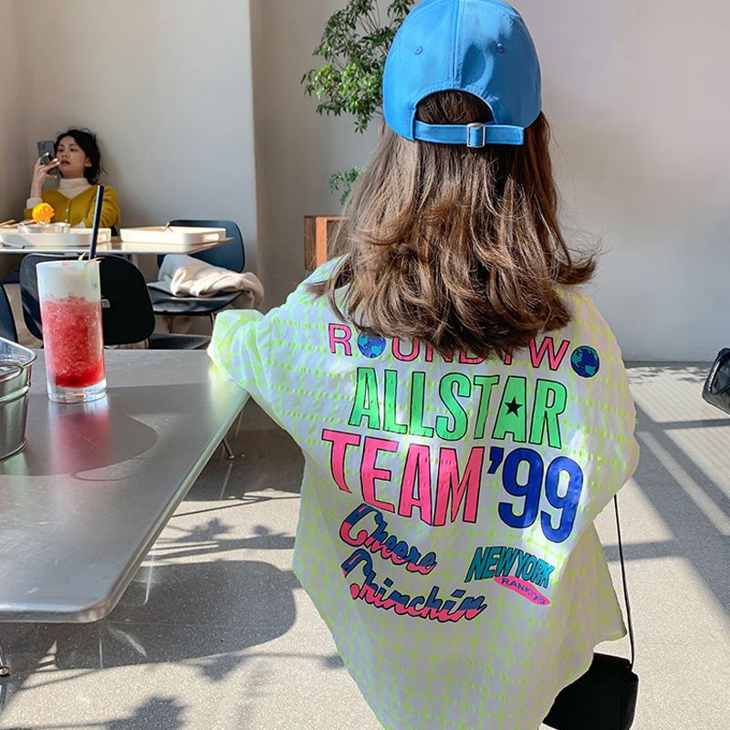 女童襯衫春夏裝兒童2023新款防曬衣中長款外套兒童上衣寶寶襯衣