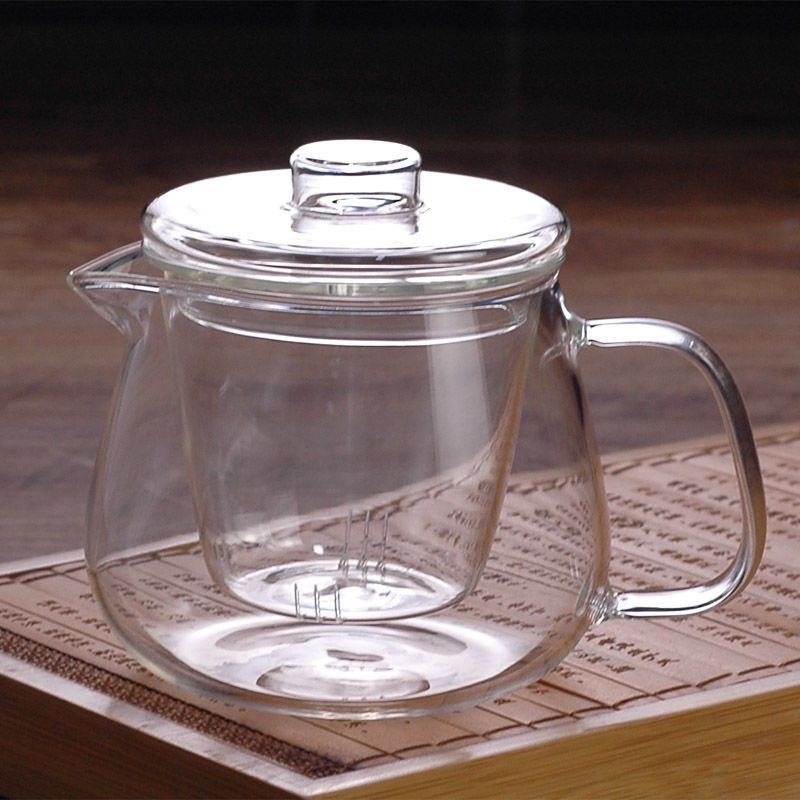 1花茶壶高把壶泡茶壶带茶隔带漏玻璃壶高硼硅耐热玻璃壶家用轻薄