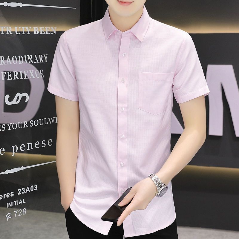 WEISINU/Thin and breathable short-sleeved shirt men's summer classic pocket shirt Korean version of the versatile handsome one-inch clothes