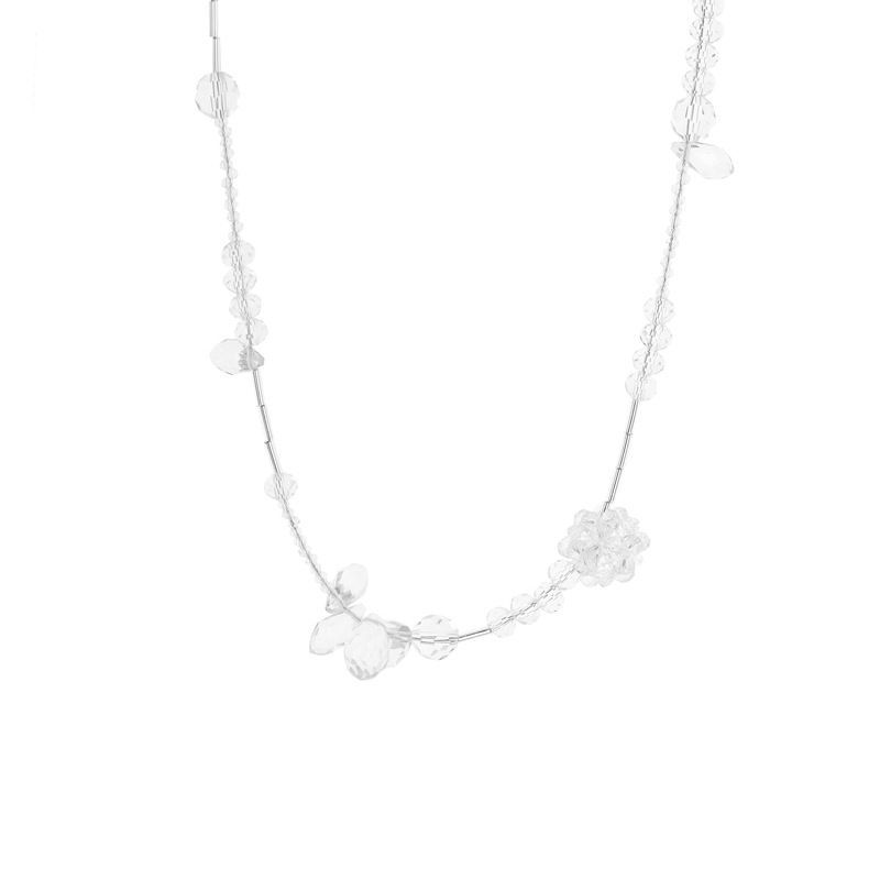 Aurora Ice Crystal French Super Flash Fairy White Crystal Flower Beaded Necklace Necklace Chocker