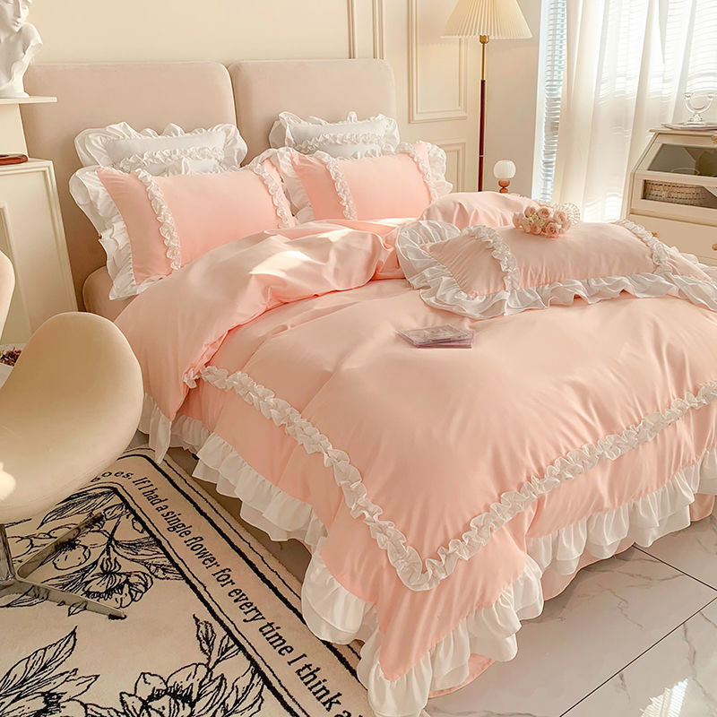 Princess wind bed top four piece set  summer live broadcast hot bed sheet quilt cover three piece set fairy matted quilt cover