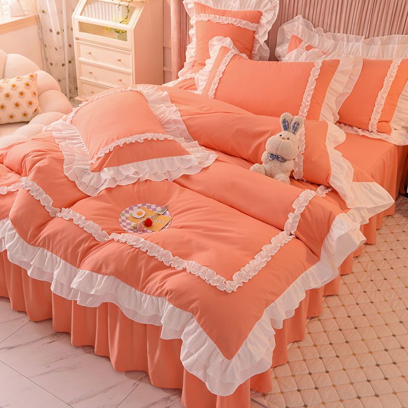 Princess wind bed top four piece set  summer live broadcast hot bed sheet quilt cover three piece set fairy matted quilt cover