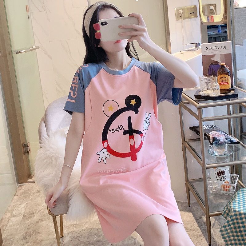 靓丽哺乳睡裙夏季短袖孕妇连衣裙产后月子服薄款睡衣女孕晚期喂奶