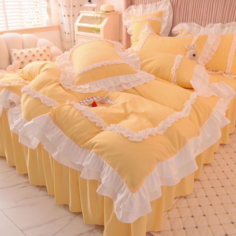 Princess wind bed top four piece set  summer live broadcast hot bed sheet quilt cover three piece set fairy matted quilt cover