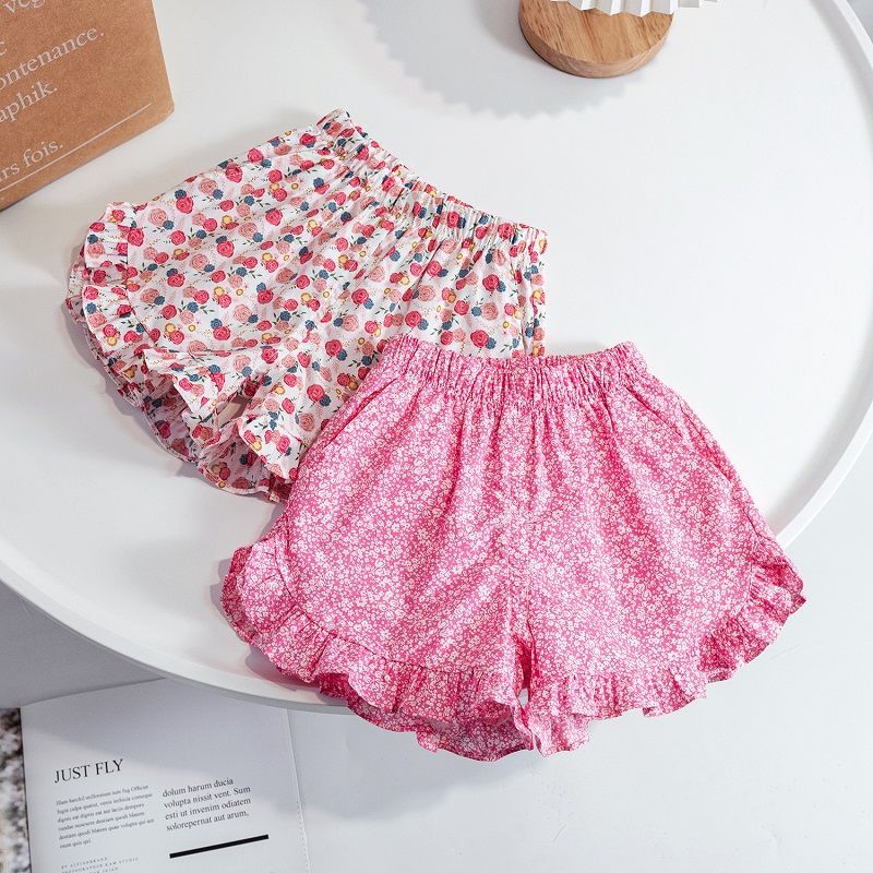 Girls shorts  summer new Korean version of foreign style baby cute floral super soft lace little girl shorts