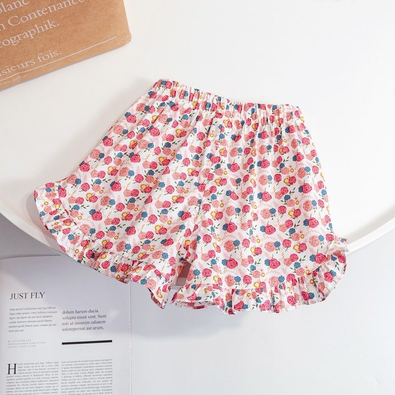 Girls shorts  summer new Korean version of foreign style baby cute floral super soft lace little girl shorts