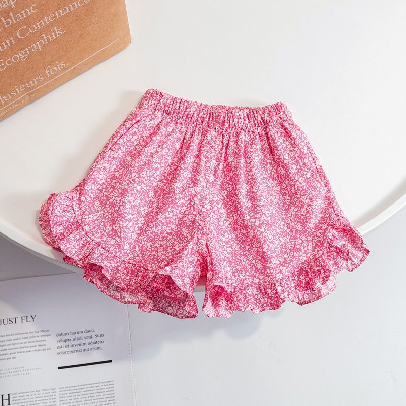 Girls shorts  summer new Korean version of foreign style baby cute floral super soft lace little girl shorts