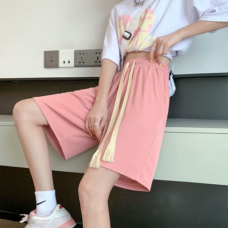 Large size ice silk sports shorts women's  summer new American style Korean version loose slim all-match casual five-point pants