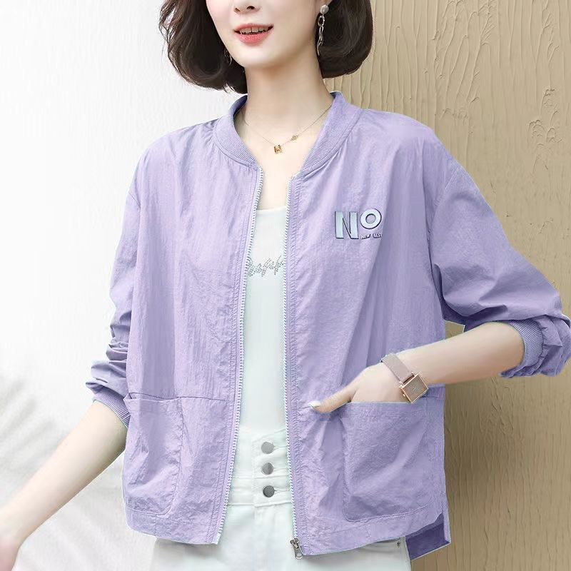 Sunscreen women 2022 new summer thin baseball coat middle-aged mother short casual cardigan sunscreen clothing