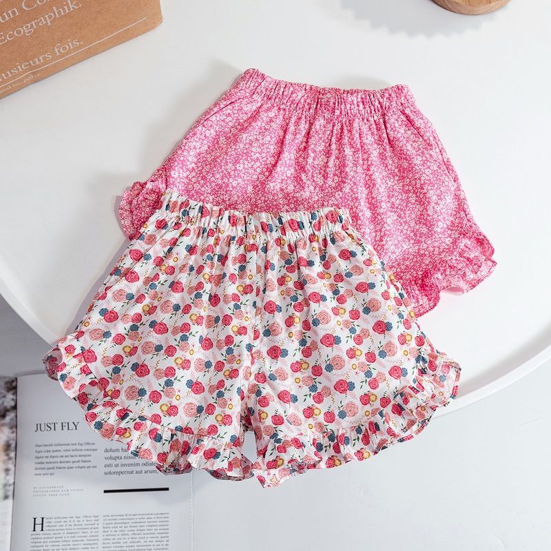 Girls shorts  summer new Korean version of foreign style baby cute floral super soft lace little girl shorts