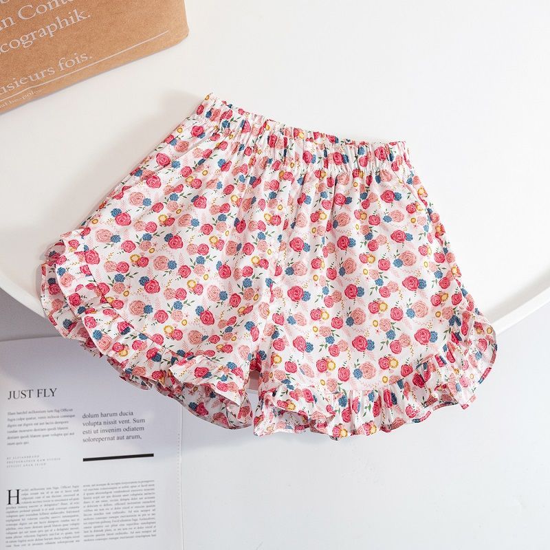 Girls shorts  summer new Korean version of foreign style baby cute floral super soft lace little girl shorts