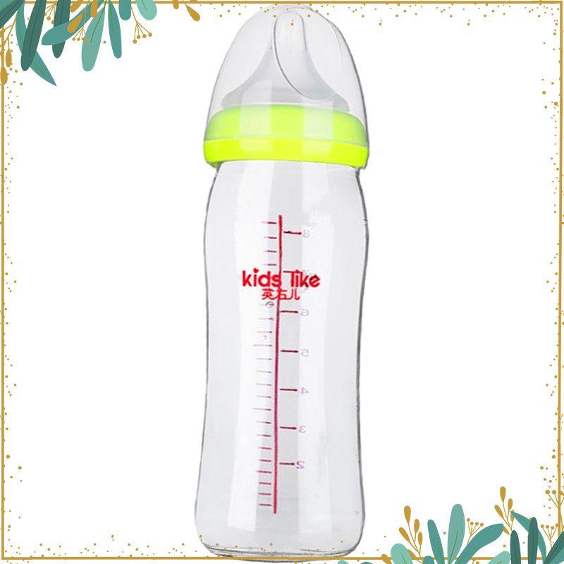 Bei Shiqin feeding bottle glass newborn baby pacifier baby wide-caliber feeding bottle with handle duckbill straw drinking cup
