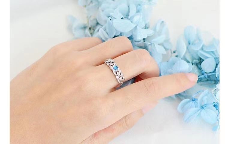 Natural Moonstone Ring In Sterling Silver Vintage Design Women_voghion.com