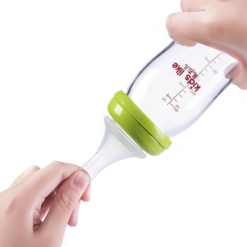 Bei Shiqin feeding bottle glass newborn baby pacifier baby wide-caliber feeding bottle with handle duckbill straw drinking cup
