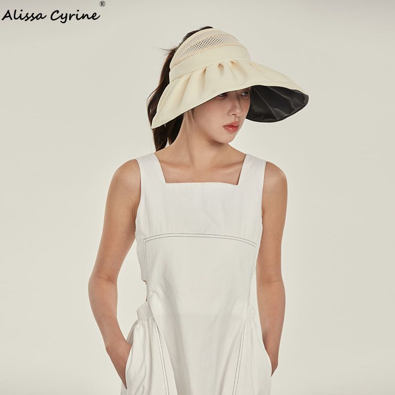 Alissa Cyrine黑胶贝壳帽空顶防晒帽女士防紫外线遮脸遮阳黑胶帽
