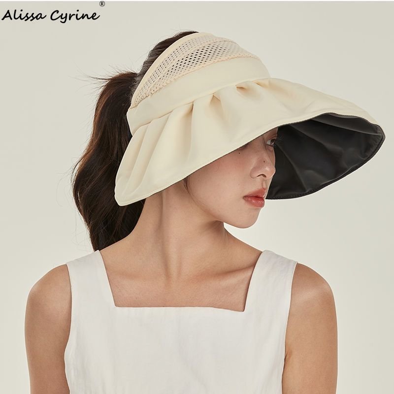 Alissa Cyrine黑胶贝壳帽空顶防晒帽女士防紫外线遮脸遮阳黑胶帽