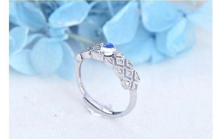 Natural Moonstone Ring In Sterling Silver Vintage Design Women_voghion.com