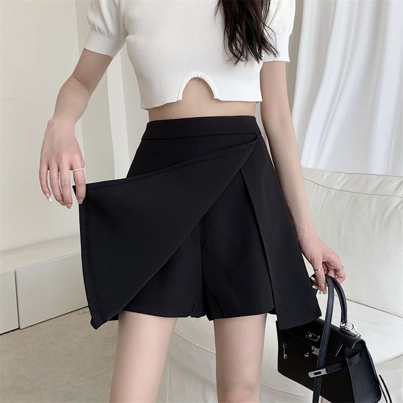 Large size irregular carefully machine slit skirt pants fat mm bag hip one step skirt a word short skirt fat mm bag skirt