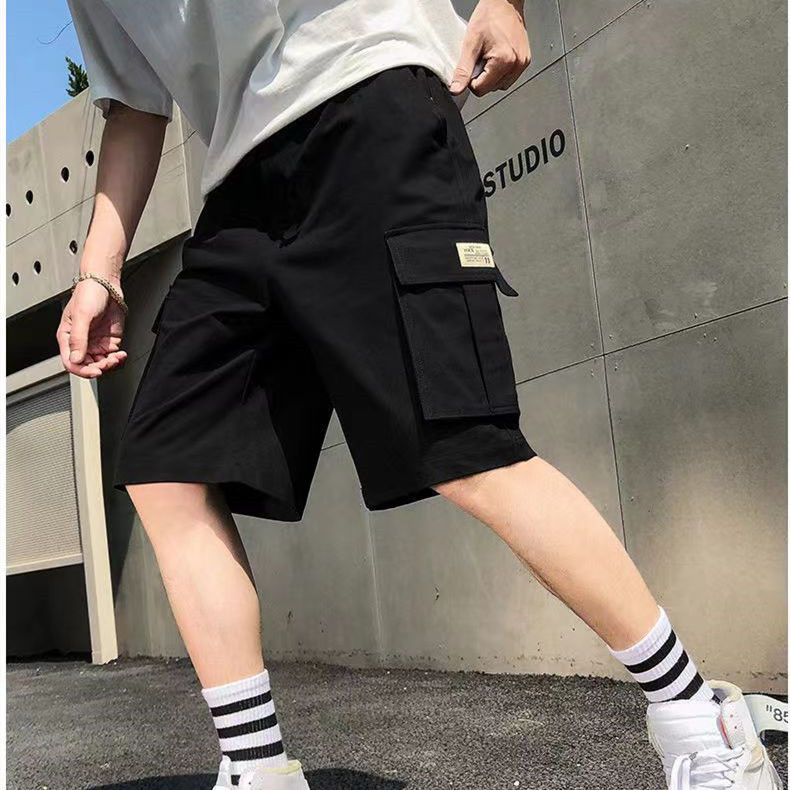 Men's overalls shorts men's Korean version of the all-match Hong Kong trend brand loose five-point casual pants new trend ins