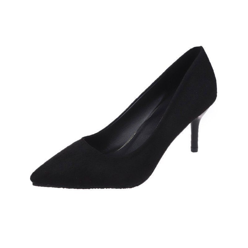 2023 spring new all-match black high-heeled shoes female stiletto 10cm sexy European and American French girls small single shoes