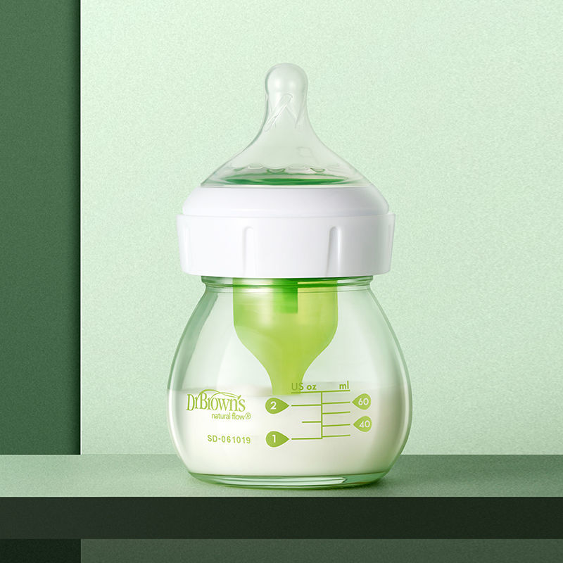 布朗博士奶瓶新生儿早产儿宽口玻璃防胀气奶瓶(爱宝选PLUS)60ml