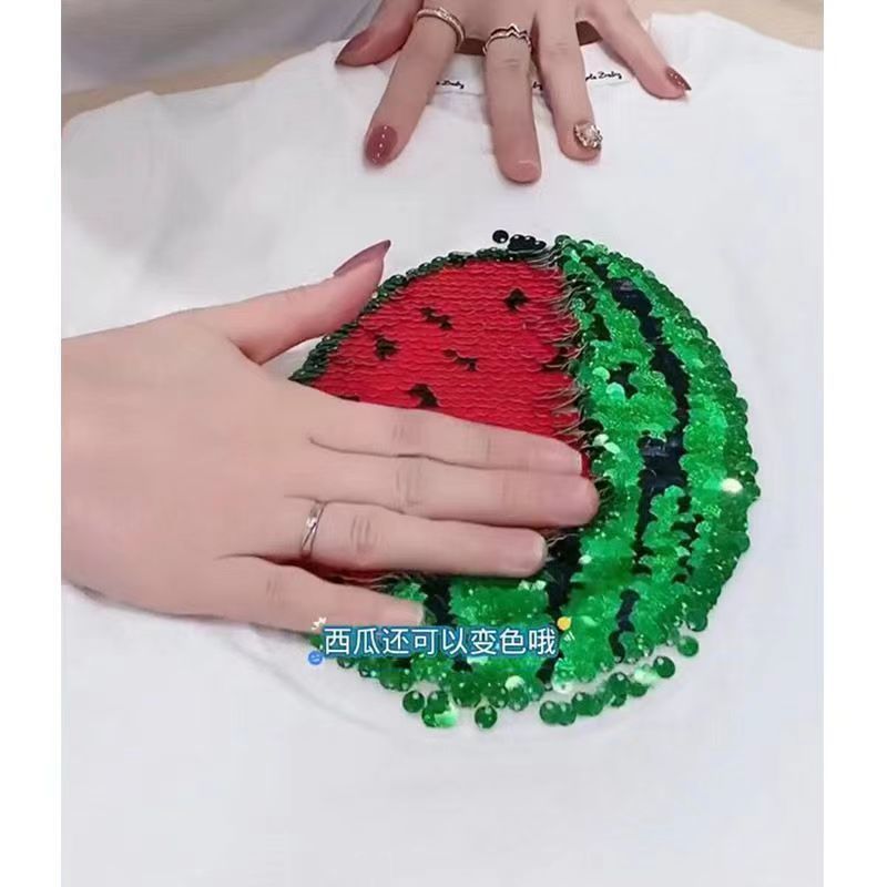 2023 summer boys and girls thin T-shirt pullover tops color-changing magic watermelon T-shirt parent-child summer clothes new