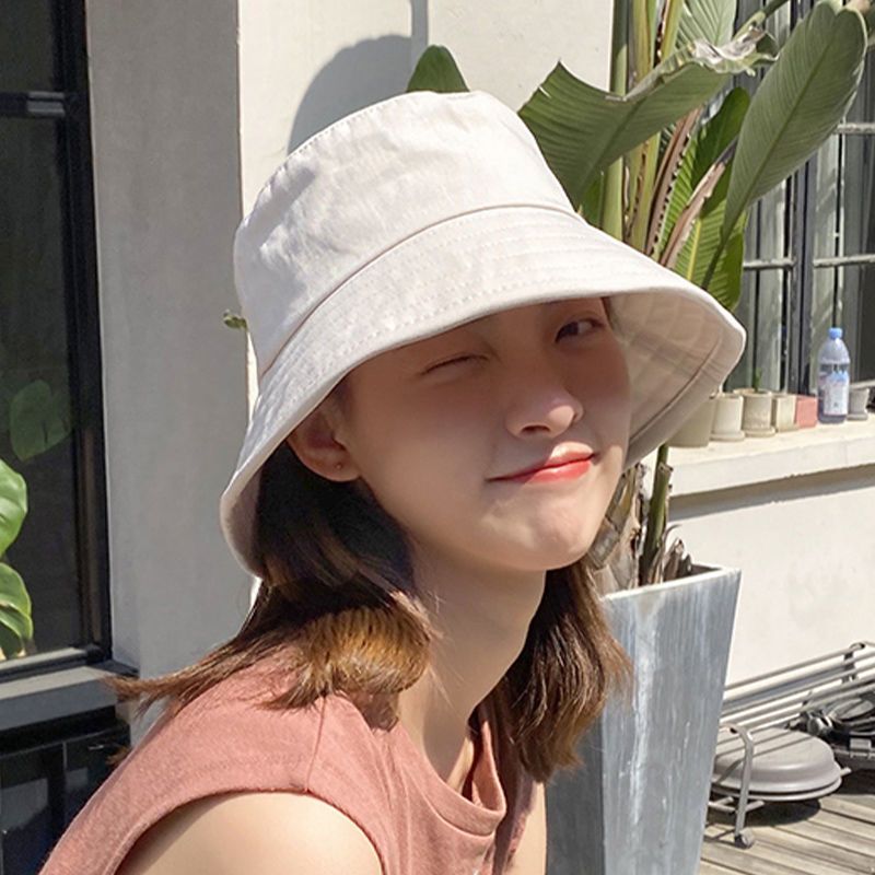 Hat women's summer Korean version of the new solid color fisherman hat women's double basin hat anti-ultraviolet hat sun hat sun hat