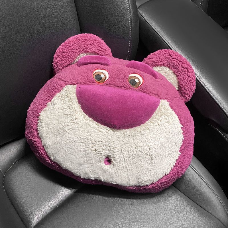 汽车坐垫通用单片夏季亚麻草莓熊卡通可爱透气车载座垫凉垫垫子女