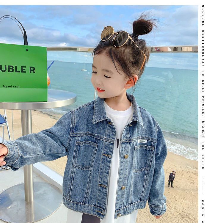  girls' spring clothes new children's baby Korean coat foreign style net red denim jacket top