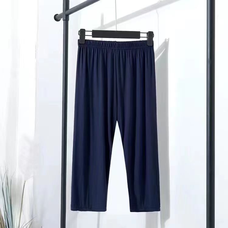 Solid color Korean sleepwear women's summer Capris cotton thin loose casual elastic pants versatile home pants