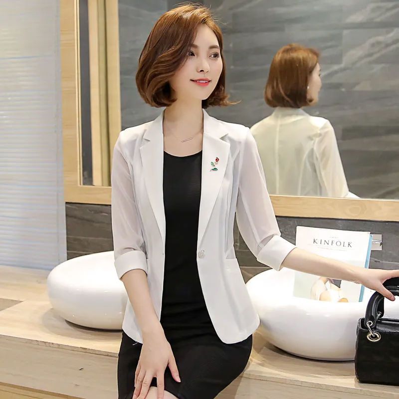 Small suit jacket women's spring and summer new short jacket foreign style fashion temperament French small suit sunscreen shirt