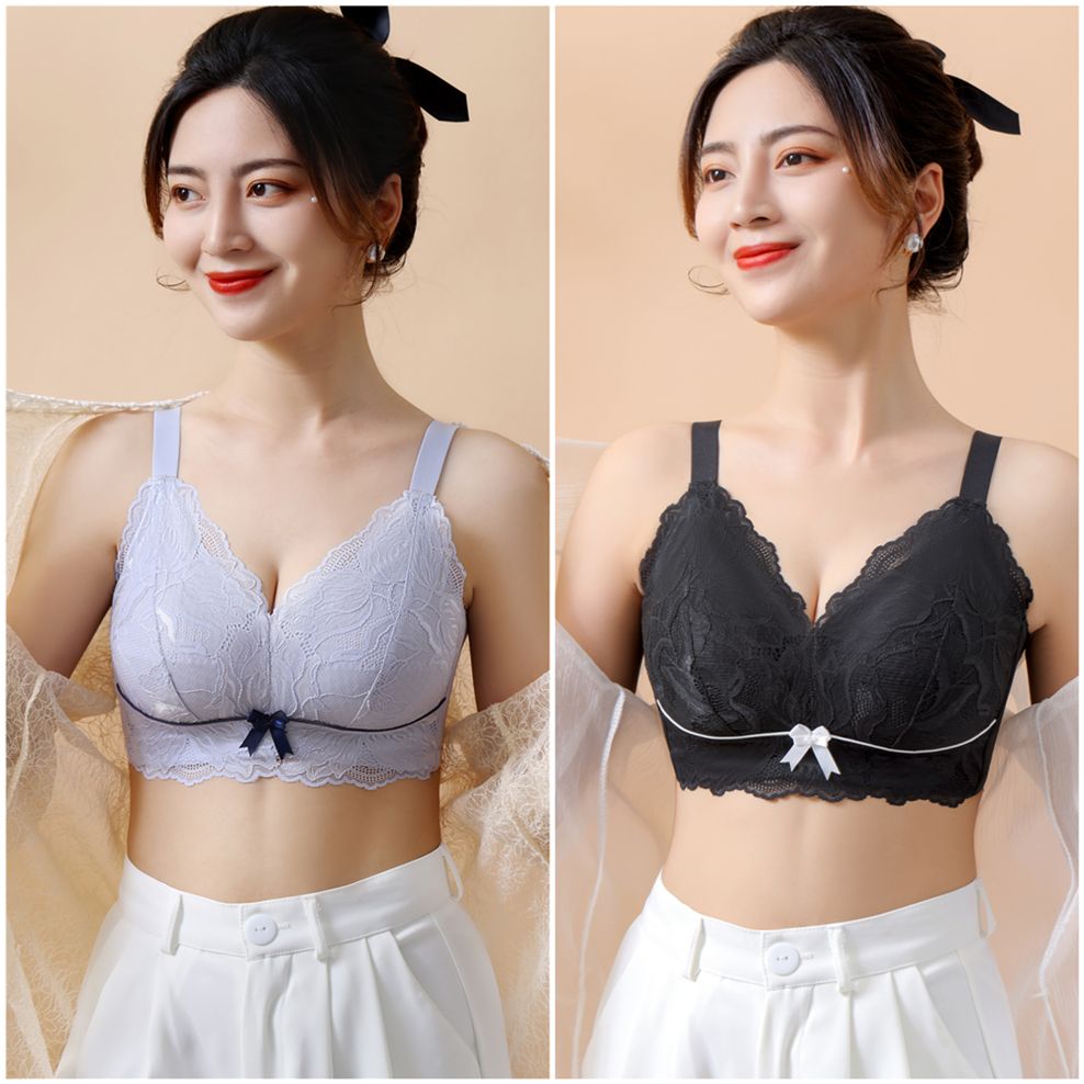 Ultra-thin summer full-cover cup underwear women's big breasts show small special top support no steel ring anti-sagging bra with auxiliary milk