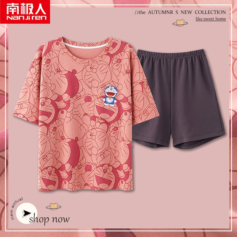 Nanjiren pajamas women's summer cotton 2023 new short-sleeved shorts summer thin section cartoon home service women's suit