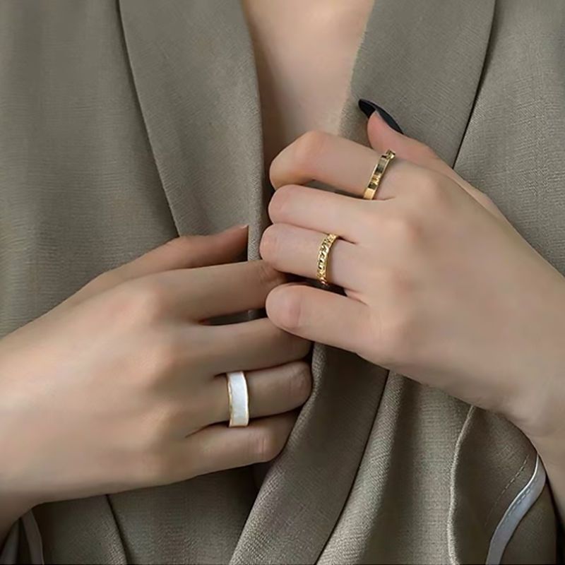 Fashion plain ring three-piece suit combination personality ins tide cold wind opening adjustable index finger ring female
