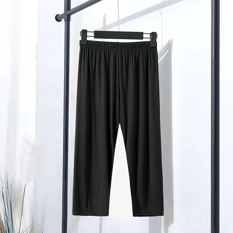 Solid color Korean sleepwear women's summer Capris cotton thin loose casual elastic pants versatile home pants
