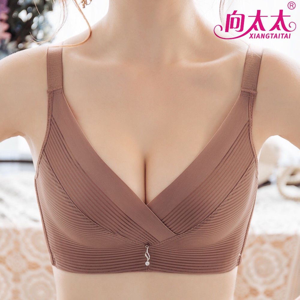 Xiang Da Xiang's wife authentic small chest push up deep V sexy lace striped side collection bra underwear women