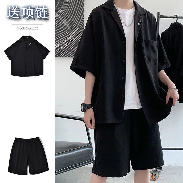 2022 summer new high-end suit men's ins trendy brand ruffian handsome British style casual two-piece thin