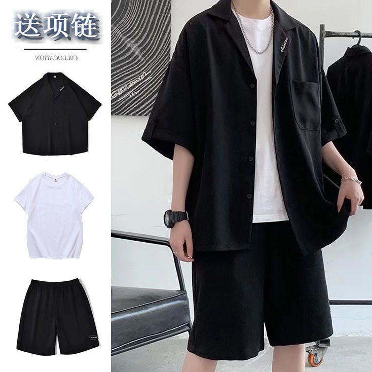2022 summer new high-end suit men's ins trendy brand ruffian handsome British style casual two-piece thin