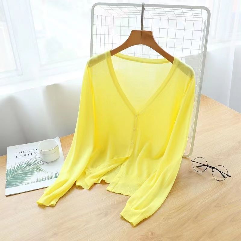 Ice silk sun protection clothing large size knitted cardigan women's summer Korean version loose thin shawl with long-sleeved jacket jacket