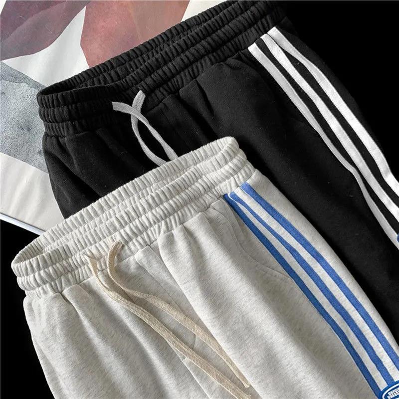 Extra large size 2-300 catties sports shorts men's summer thin basketball pants trendy brand three-bar design five-point pants