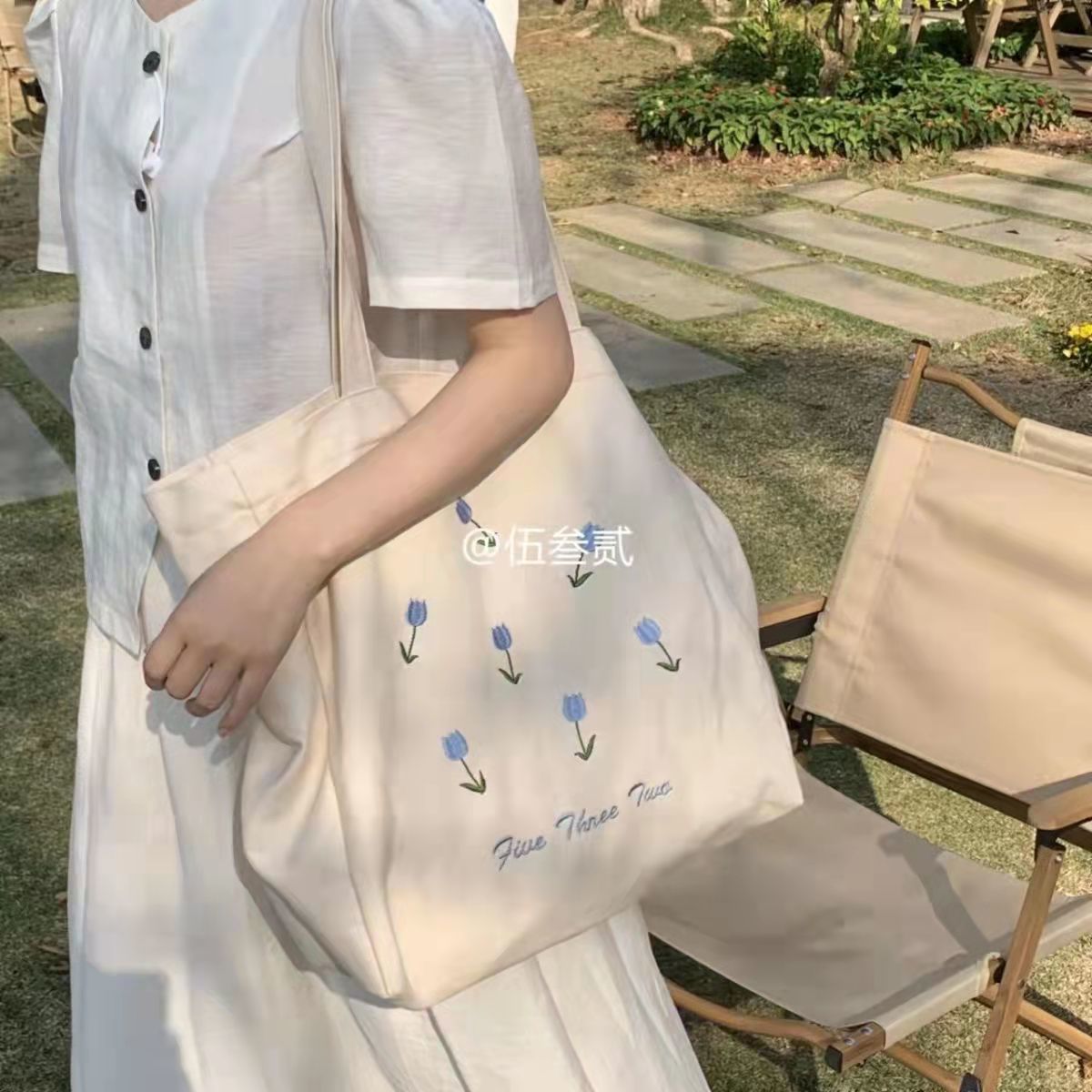 帆布包包女2022新款ins森系大容量單肩包韓版百搭學生上課手提包