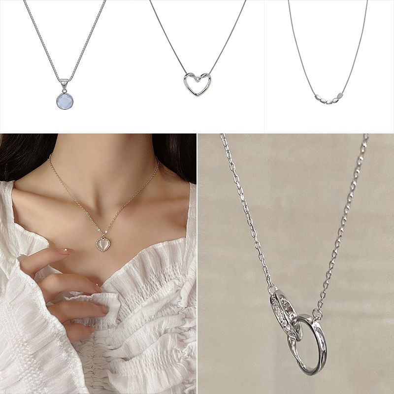 Niche hollow love necklace female ins Japan and South Korea simple design pendant clavicle chain simple but elegant gentle fairy style