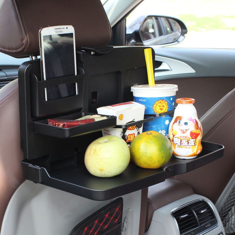 车载餐盘餐桌汽车用餐桌儿童椅背餐盘后座折叠多功能置物饮料架